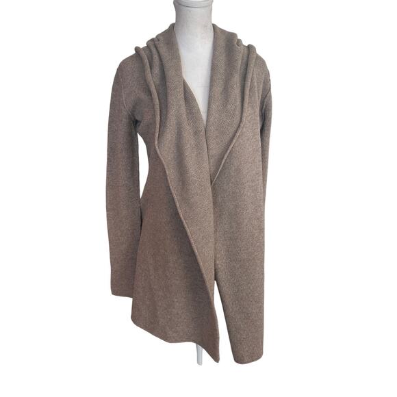 Vince Tan Beige Hooded Yak / Wool  Open Cardigan Sweater Womens Size Small - Picture 1 of 5